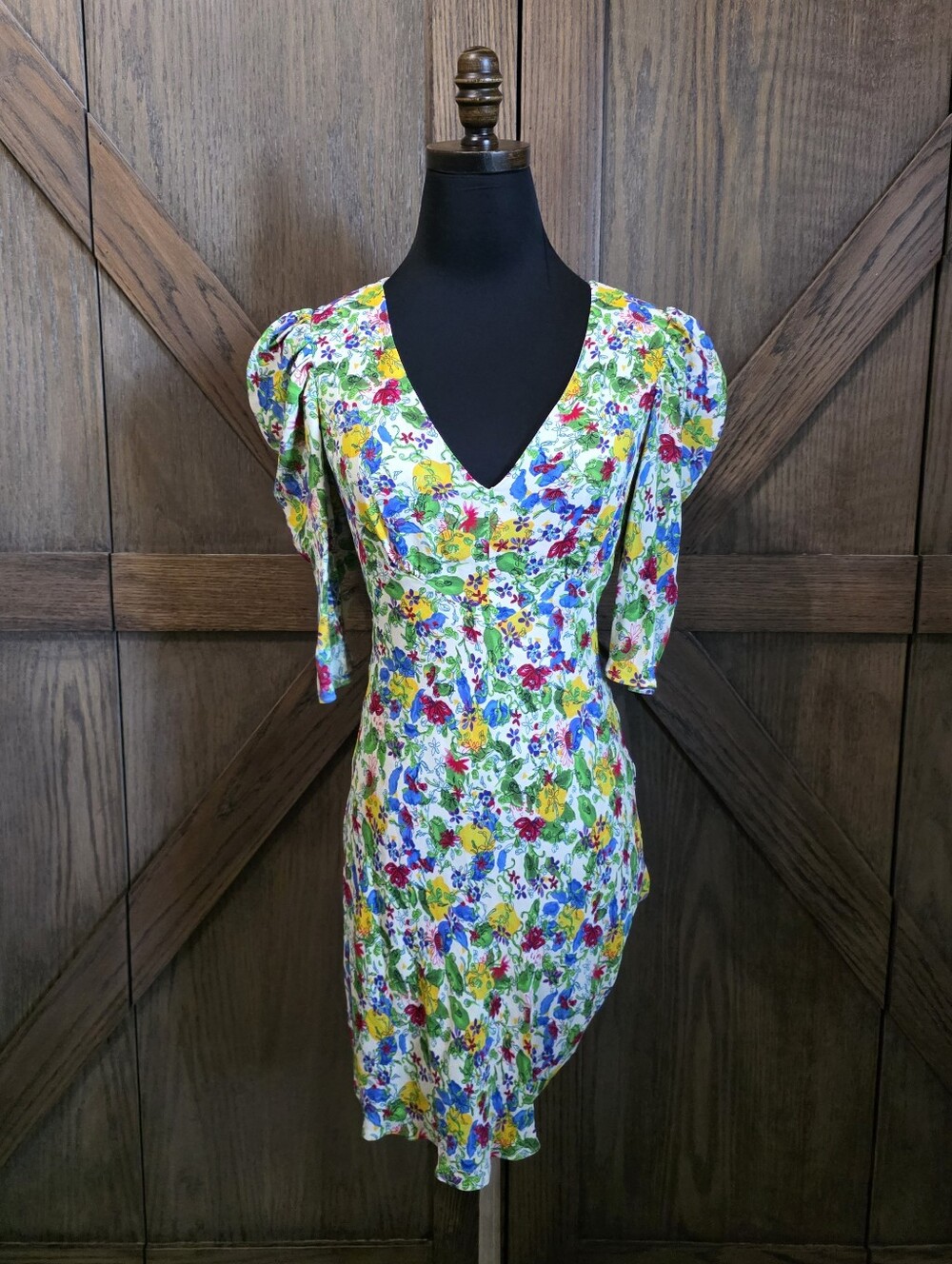 SALONI Multicolor Floral V-Neck Mini Dress